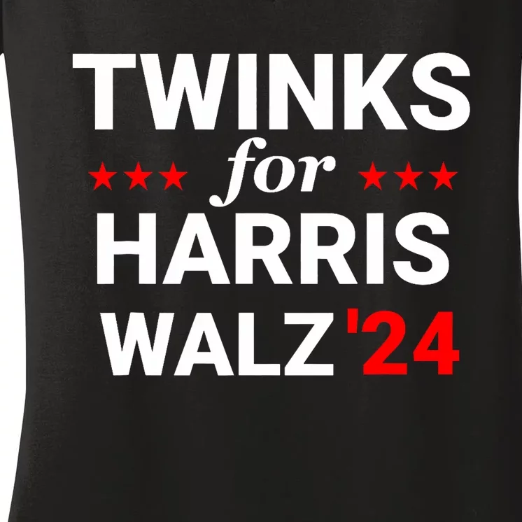 Twinks For Kamala Harris Tim Waltz 2024 Women's V-Neck T-Shirt