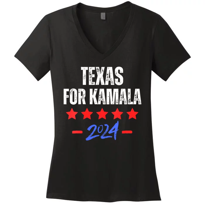 Texas For Kamala 2024 Dnc Kamala Harris Supporter Women's V-Neck T-Shirt