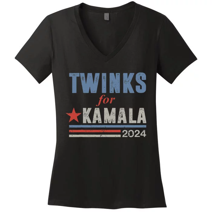 Twinks For Kamala Harris 2024 Women's V-Neck T-Shirt