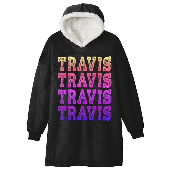 Travis First Last Family Named  Baby Birthday Hooded Wearable Blanket