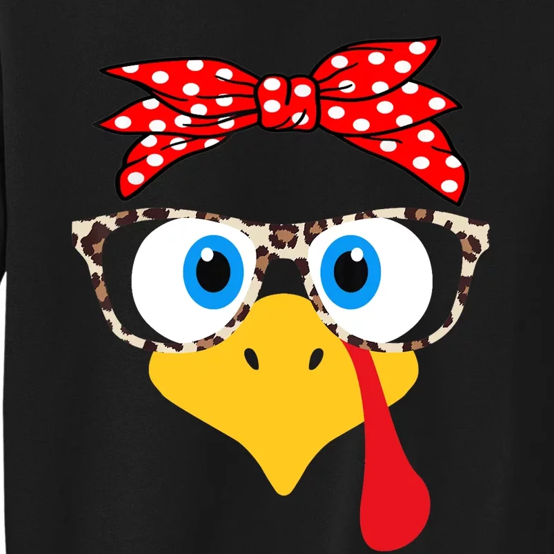 Turkey Face Leopard Print Glasses Thanksgiving Wo Girl Sweatshirt