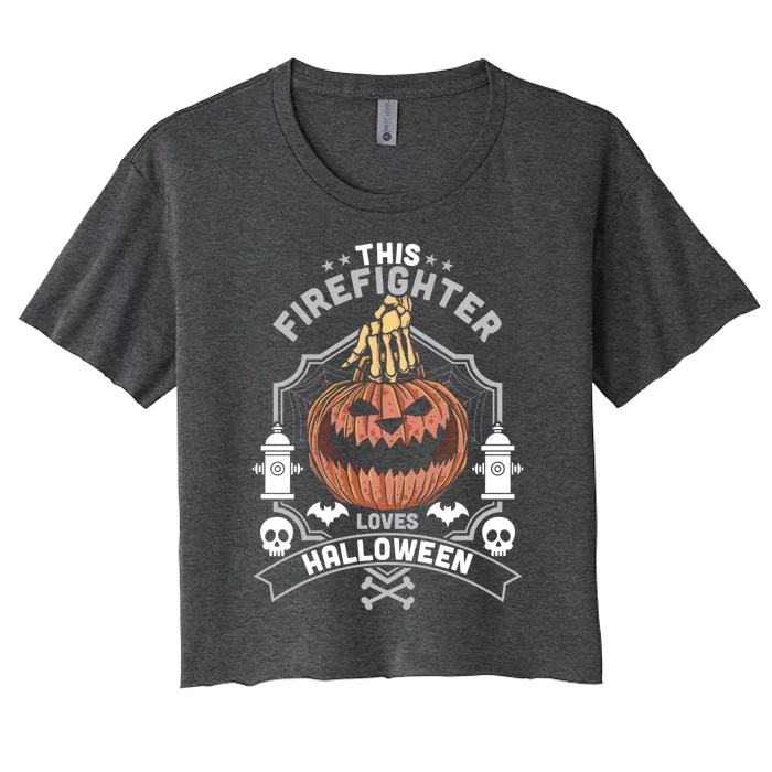 This Firefighter Loves Halloween Gift Women's Crop Top Tee