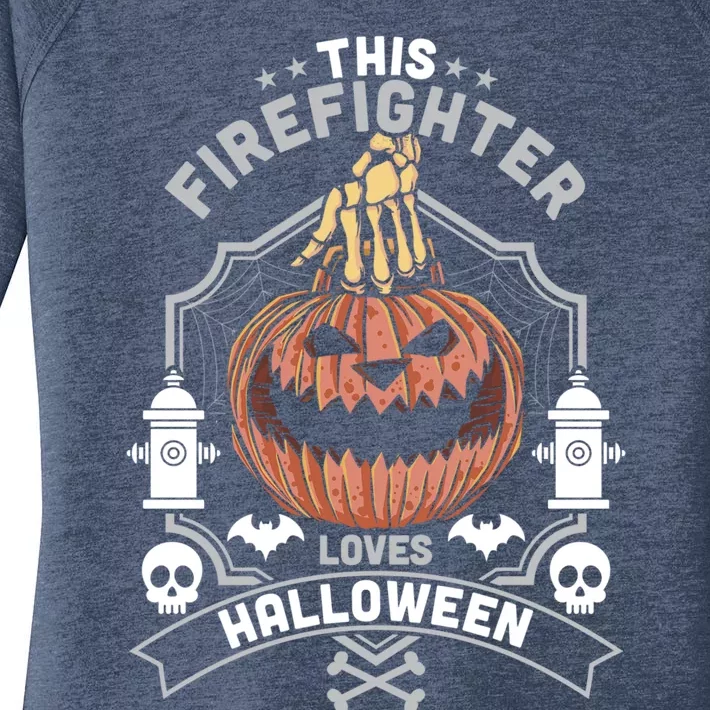 This Firefighter Loves Halloween Gift Women's Perfect Tri Tunic Long Sleeve Shirt