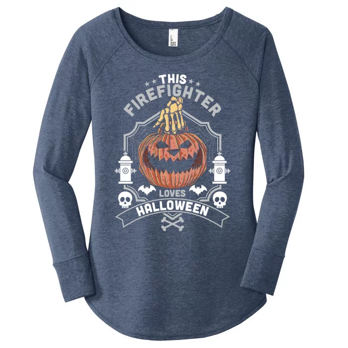 This Firefighter Loves Halloween Gift Women's Perfect Tri Tunic Long Sleeve Shirt