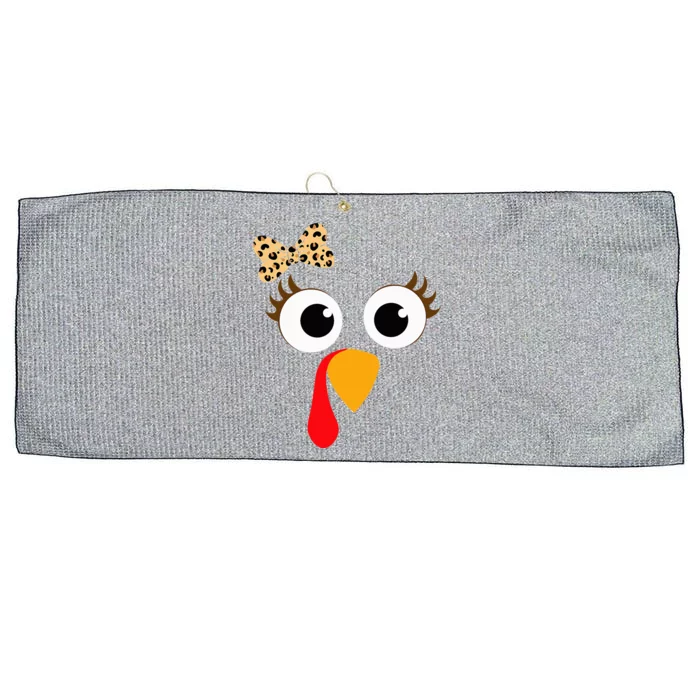 Turkey Face Leopard Bow Thanksgiving Costume Turkey Large Microfiber Waffle Golf Towel