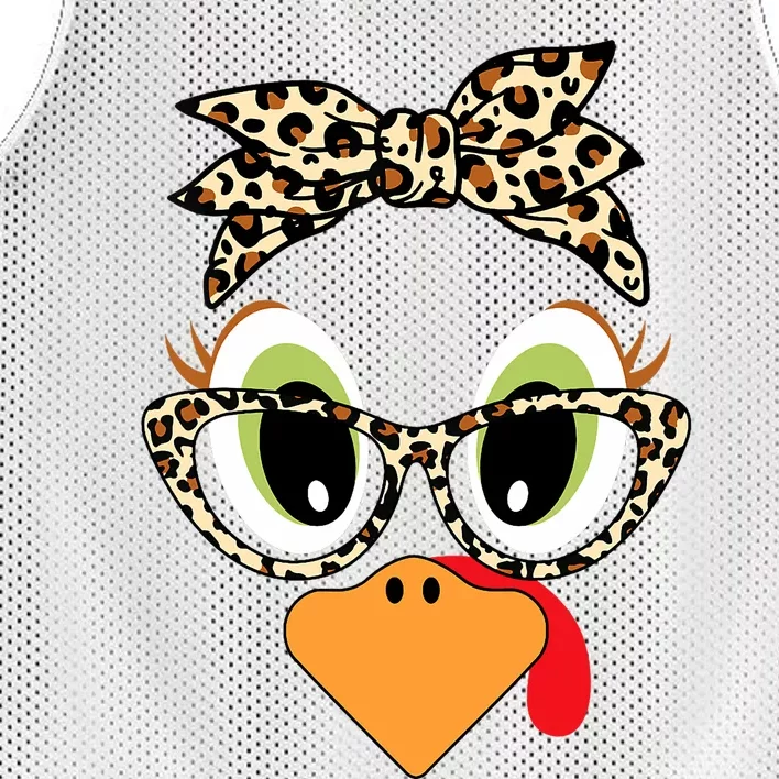 Turkey Face Leopard Headband Glasses Thanksgiving Mesh Reversible Basketball Jersey Tank