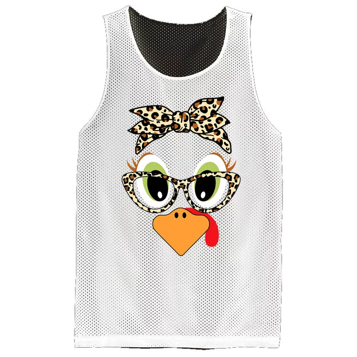 Turkey Face Leopard Headband Glasses Thanksgiving Mesh Reversible Basketball Jersey Tank