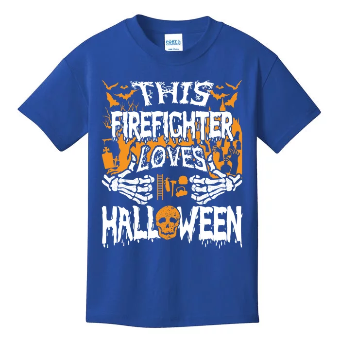 This Firefighter Loves Halloween Costume Funny Fire Gift Kids T-Shirt