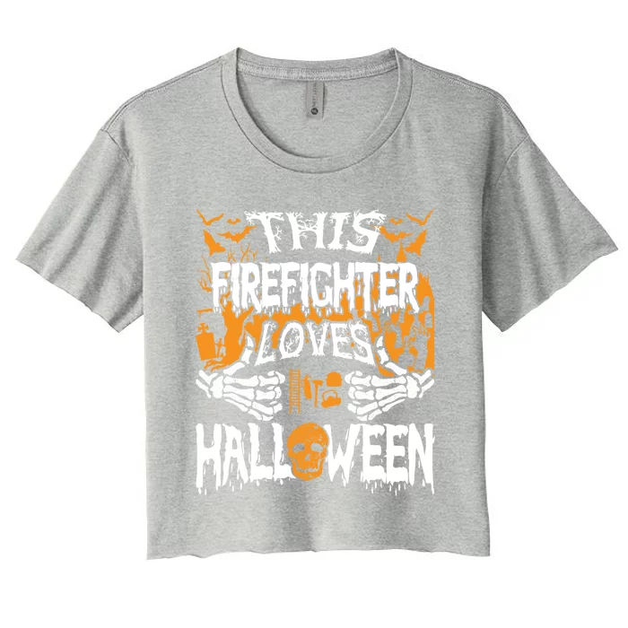 This Firefighter Loves Halloween Costume Funny Fire Gift Women's Crop Top Tee