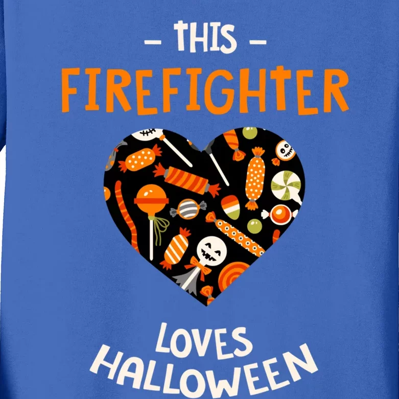 This Firefighter Loves Halloween Fire Scary Fire Marshal Gift Kids Long Sleeve Shirt