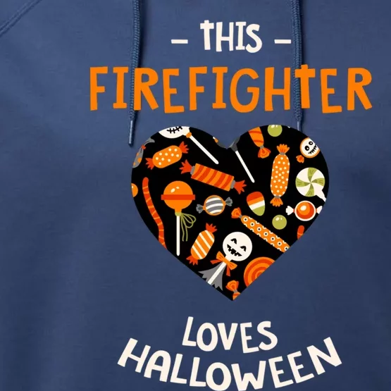 This Firefighter Loves Halloween Fire Scary Fire Marshal Gift Performance Fleece Hoodie