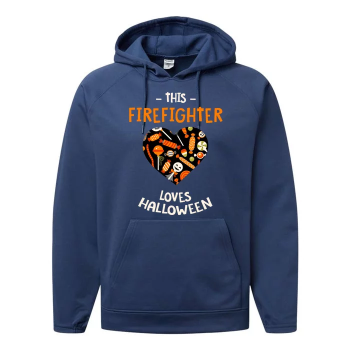 This Firefighter Loves Halloween Fire Scary Fire Marshal Gift Performance Fleece Hoodie