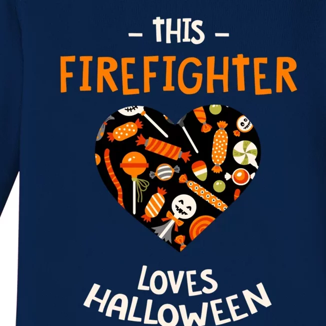 This Firefighter Loves Halloween Fire Scary Fire Marshal Gift Baby Long Sleeve Bodysuit