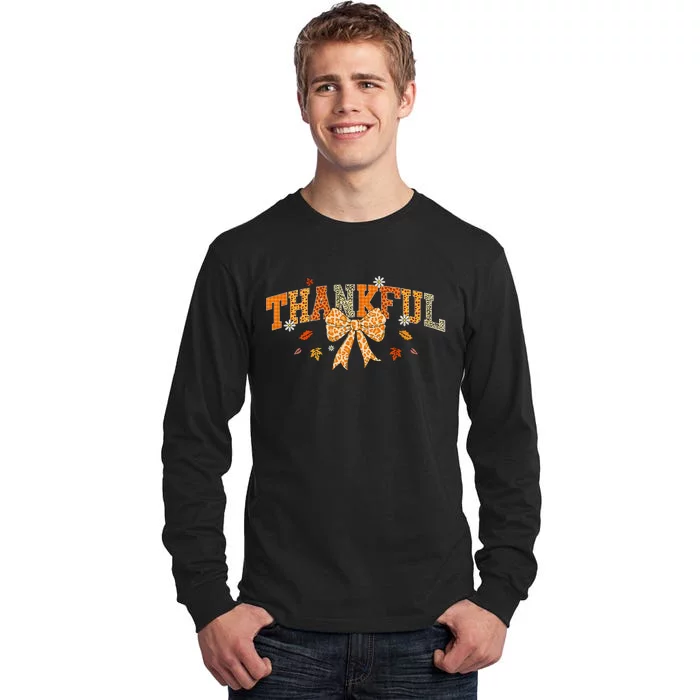 Thankful Fall Leaves Thanksgiving Autumn Gratitude Tall Long Sleeve T-Shirt