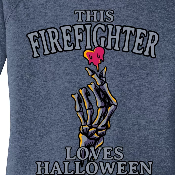 This Firefighter Loves Halloween Fire Scary Fire Marshal Cool Gift Women's Perfect Tri Tunic Long Sleeve Shirt