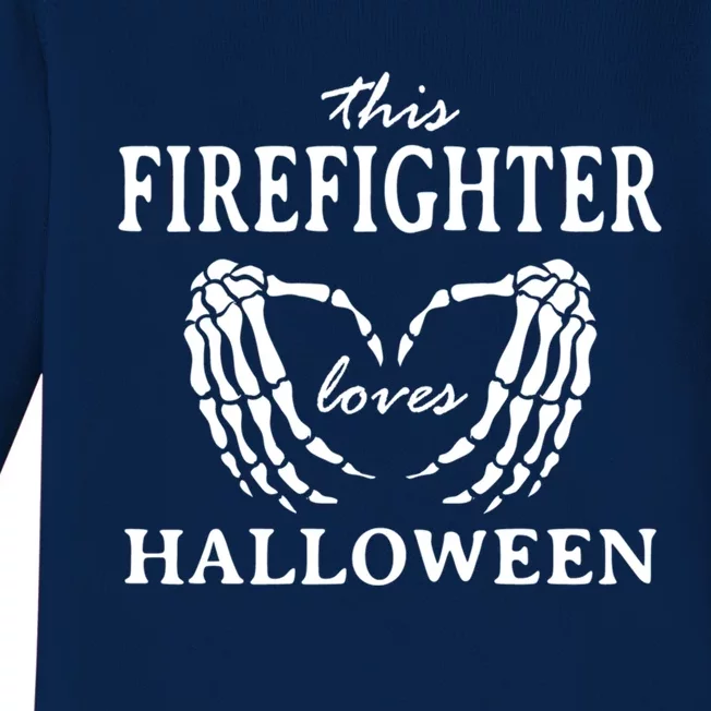 This Firefighter Loves Halloween Fire Scary Fire Marshal Gift Baby Long Sleeve Bodysuit