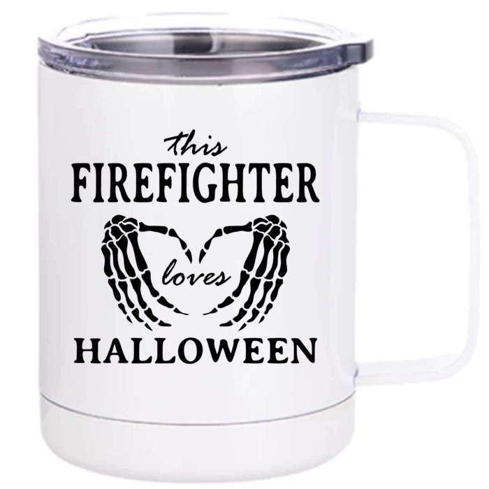 This Firefighter Loves Halloween Fire Scary Fire Marshal Gift Front & Back 12oz Stainless Steel Tumbler Cup