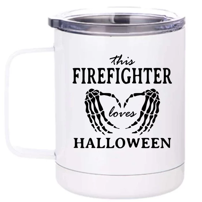 This Firefighter Loves Halloween Fire Scary Fire Marshal Gift Front & Back 12oz Stainless Steel Tumbler Cup