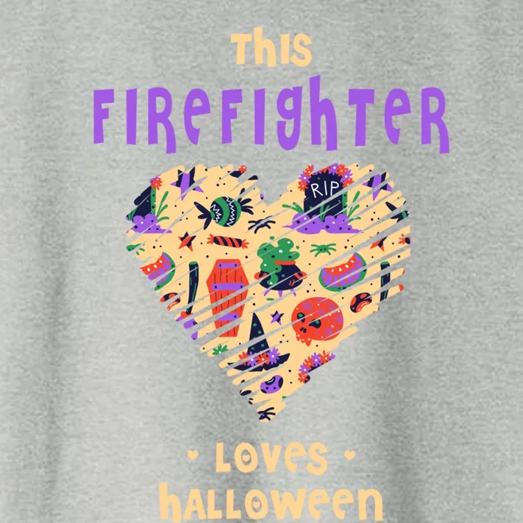 This Firefighter Loves Halloween Fire Witch Fire Marshal Funny Gift Women's Crop Top Tee