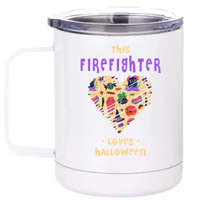 This Firefighter Loves Halloween Fire Witch Fire Marshal Funny Gift Front & Back 12oz Stainless Steel Tumbler Cup