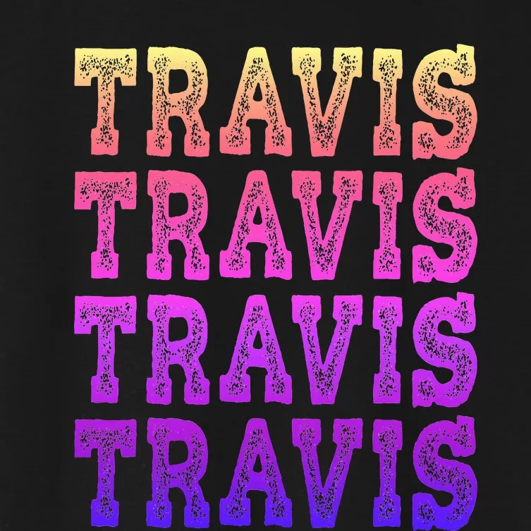 Travis First Last Family Name D Girl Baby Birth Day Women's Crop Top Tee