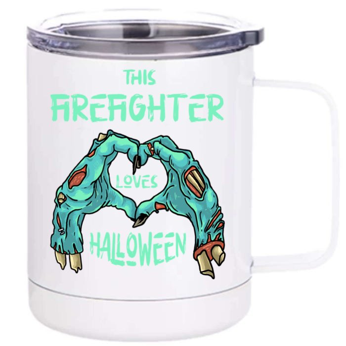 This Firefighter Loves Halloween Fire Zombie Fire Marshal Gift Front & Back 12oz Stainless Steel Tumbler Cup