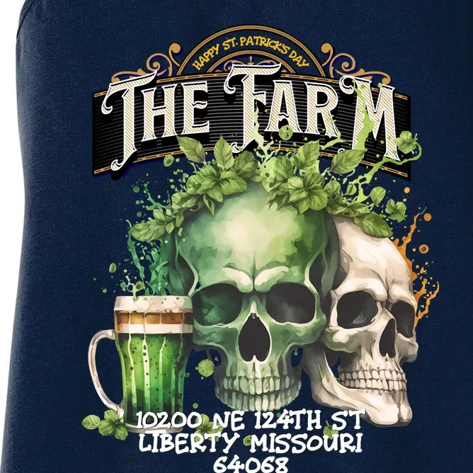 The Farm Liberty Missouri Bar Honkytonk Music St Pat Skull Women's Racerback Tank