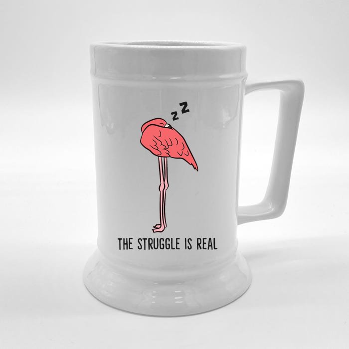 Tired Flamingo Lazy Flamingo The Struggle Is Real Front & Back Beer Stein