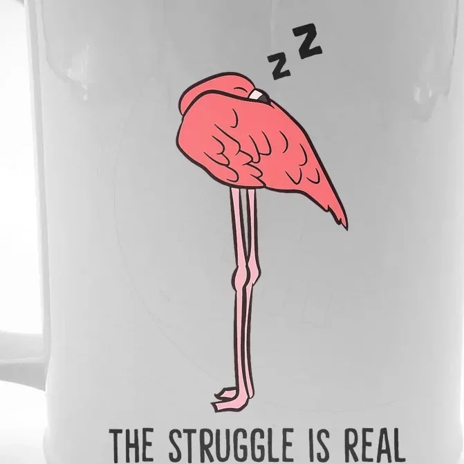 Tired Flamingo Lazy Flamingo The Struggle Is Real Front & Back Beer Stein