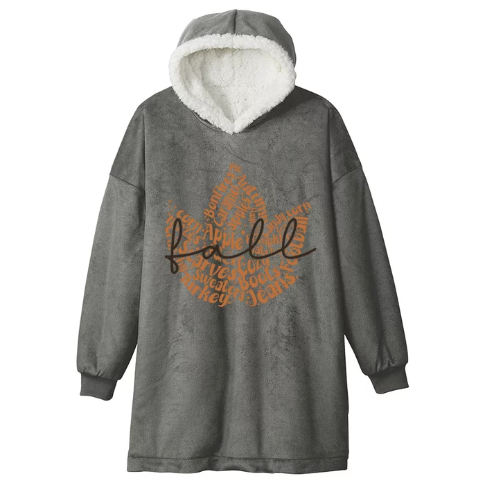 TRENDY Fall Leaves Thanksgiving Hooded Wearable Blanket