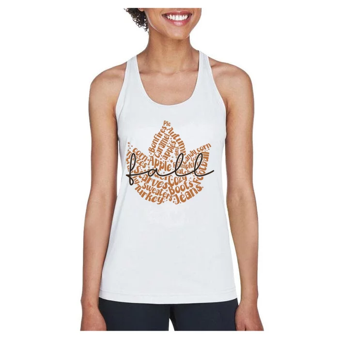 TRENDY Fall Leaves Thanksgiving Women's Racerback Tank