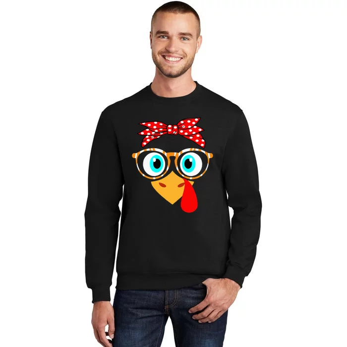 Turkey Face Leopard Print Glasses Thanksgiving Sweatshirt