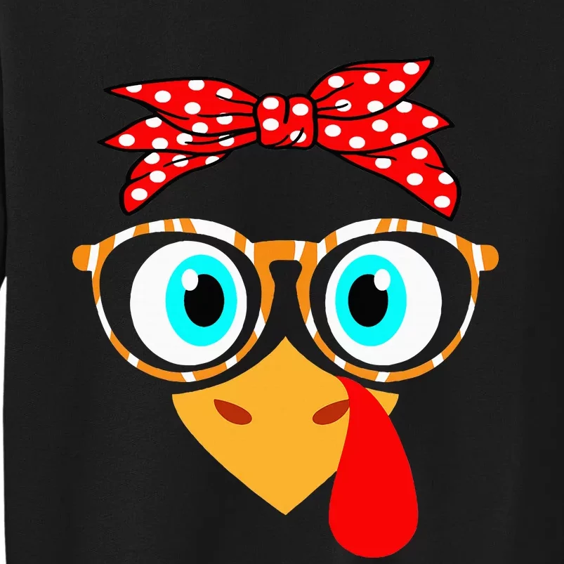 Turkey Face Leopard Print Glasses Thanksgiving Sweatshirt