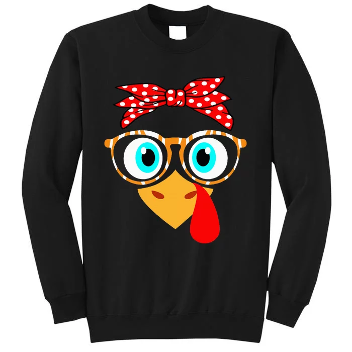 Turkey Face Leopard Print Glasses Thanksgiving Sweatshirt