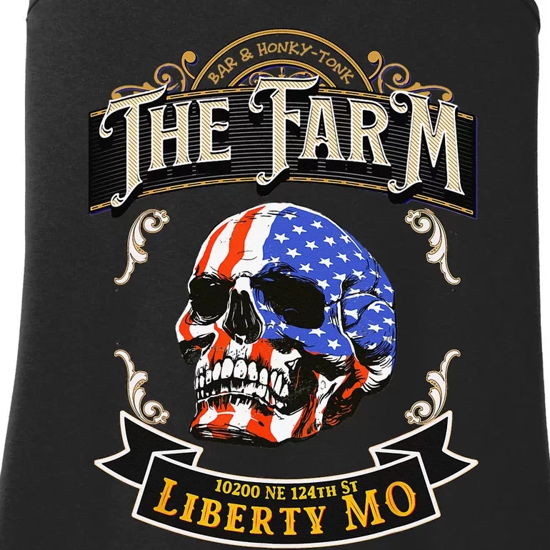 The Farm Liberty Missouri USA Bar Honkytonk American Skull Ladies Essential Tank