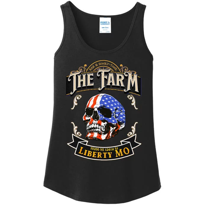 The Farm Liberty Missouri USA Bar Honkytonk American Skull Ladies Essential Tank