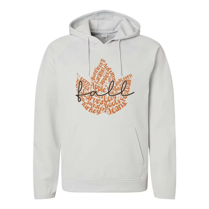 Trendy Fall Leaves Fall Vibes Fall Performance Fleece Hoodie