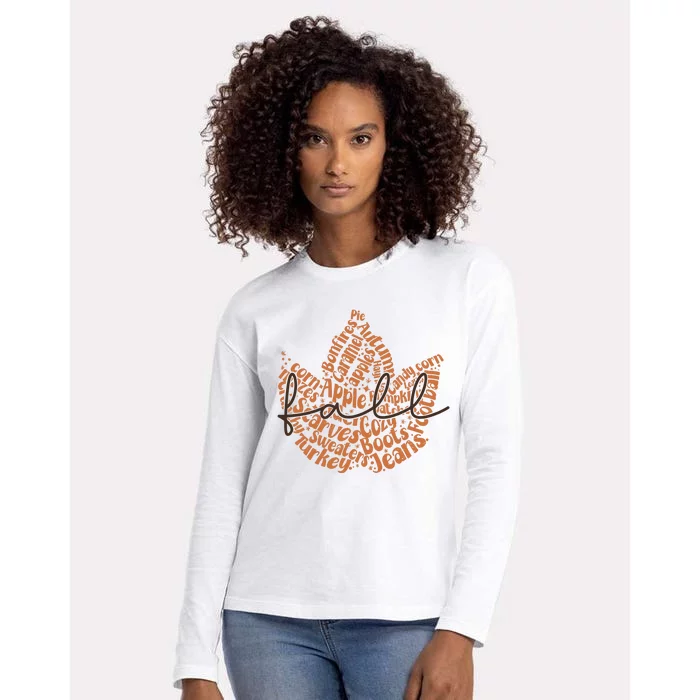 Trendy Fall Leaves Fall Vibes Fall Womens Cotton Relaxed Long Sleeve T-Shirt