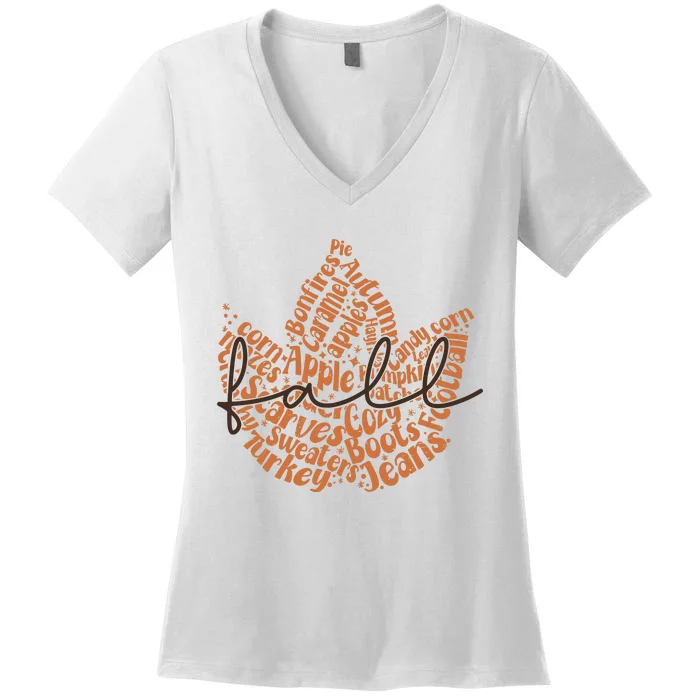 Trendy Fall Leaves Fall Vibes Fall Women's V-Neck T-Shirt