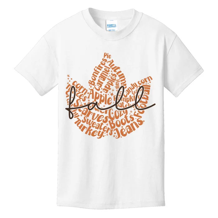 Trendy Fall Leaves Fall Vibes Fall Kids T-Shirt