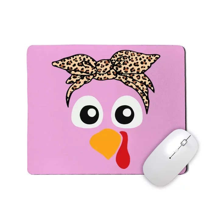 Turkey Face Leopard Headband Thanksgiving Pilgrim Mousepad