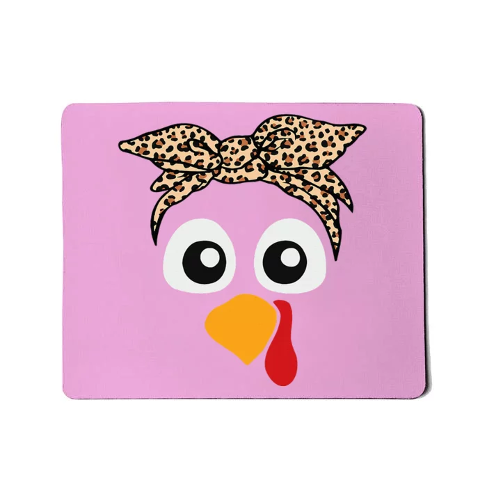 Turkey Face Leopard Headband Thanksgiving Pilgrim Mousepad