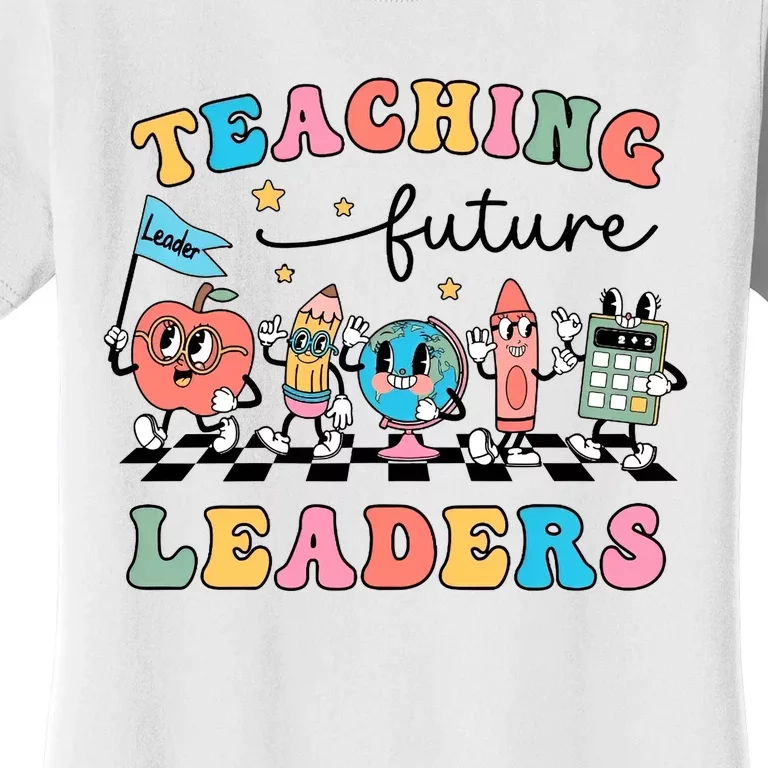 Teaching Future Leaders Back To School Kindergarten Teacher Groovy Women's T-Shirt