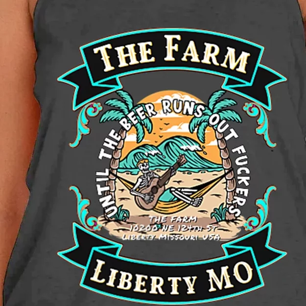 The Farm Liberty Missouri USA Bar Honky Tonk Music Summer Women's Knotted Racerback Tank