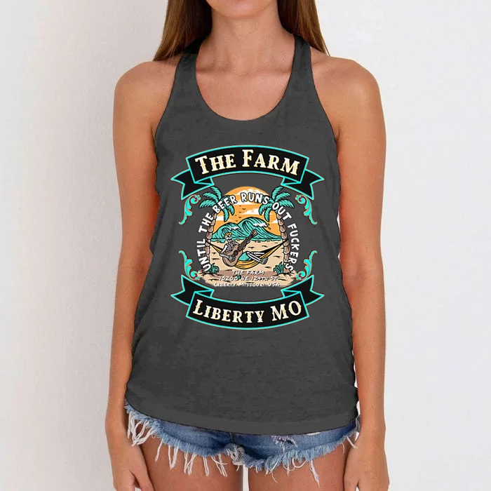 The Farm Liberty Missouri USA Bar Honky Tonk Music Summer Women's Knotted Racerback Tank