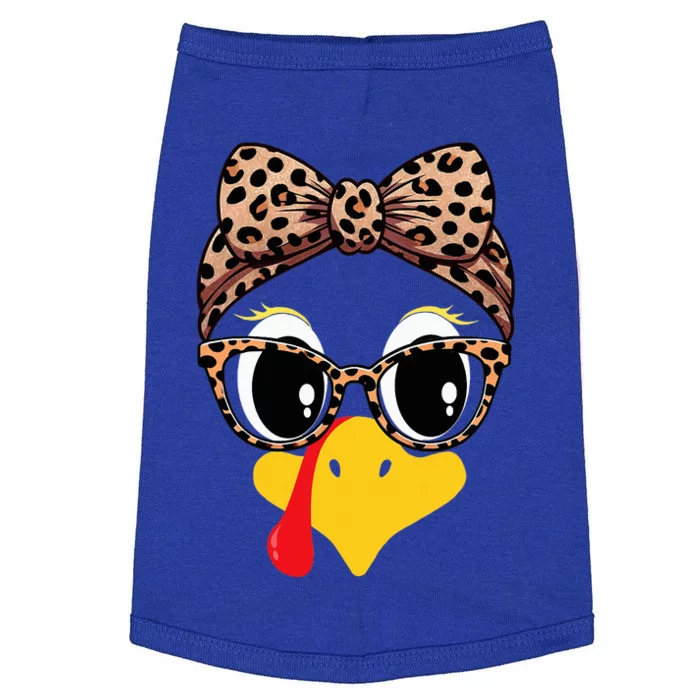 Turkey Face Leopard Print Glasses and Headband Thanksgiving Doggie Tank