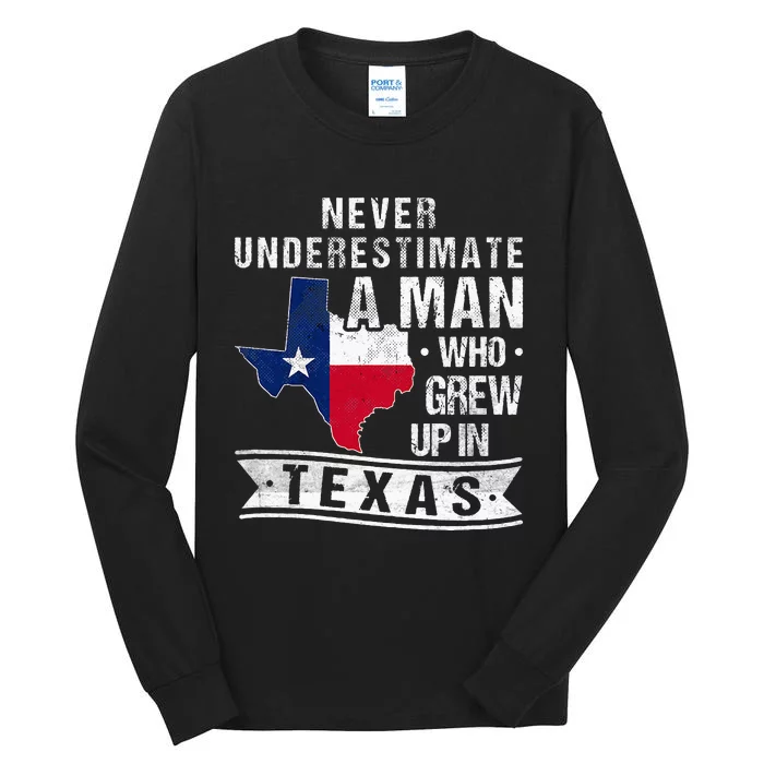 Texas Flag Map Vintage Texas Tall Long Sleeve T-Shirt