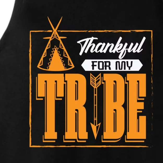 Thankful For My Tribe Tent Family Cohesion Cool Gift Ladies Tri-Blend Wicking Tank