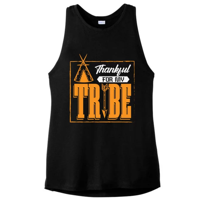 Thankful For My Tribe Tent Family Cohesion Cool Gift Ladies Tri-Blend Wicking Tank