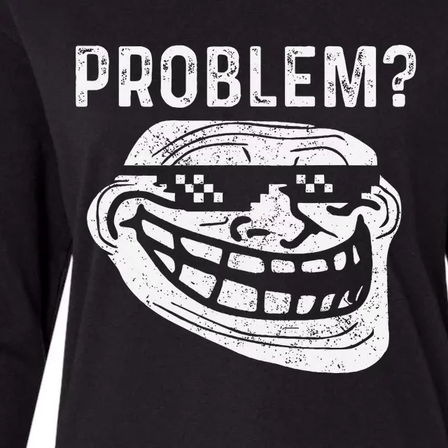 Troll Face Meme Problem Funny Womens Cotton Relaxed Long Sleeve T-Shirt